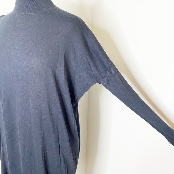 ALLSAINTS Cecily Black Asymmetrical Turtle Neck Sweater Dress Small - Picture 5 of 9